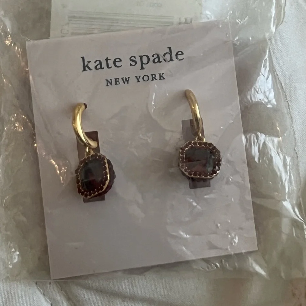 New Kate spade New York brilliant statement pave drop earrings ruby